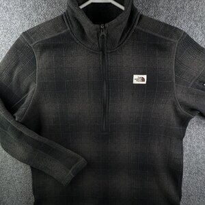 North Face Sweater Men XL Black Gray 1/2 Zip Jacket Pullover Fleece Soft Adult